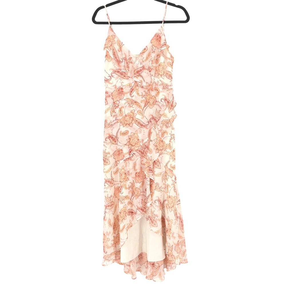 Express Floral Midi Slip Dress in Peach and Cream
